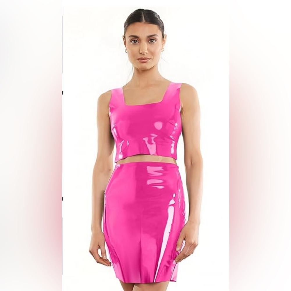 NWT Commando Faux Patent Leather Crop top XS Hot Pink